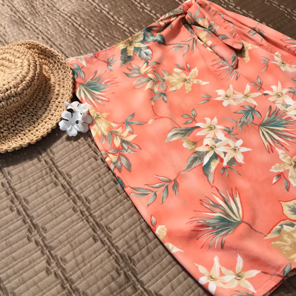 Caribbean Joe Skirt, tropical print, wrap, Size 10